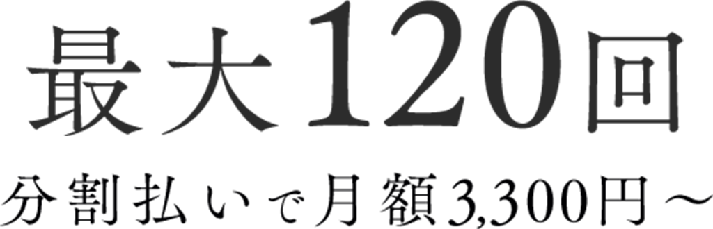 最大120回分割払いで月額3,300円~